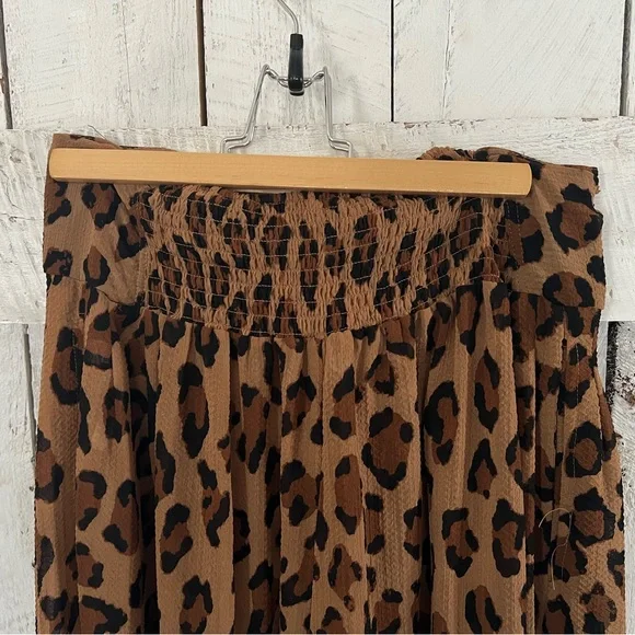 Free People Leopard Print Wide Leg Pants - Brown - Picture 2 of 3